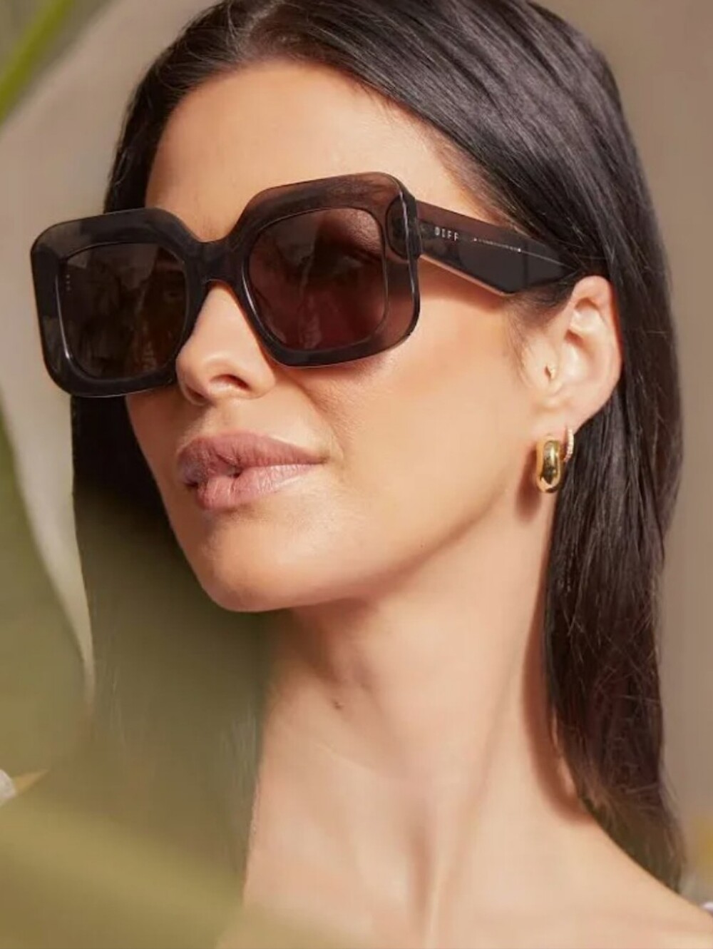 DIFF Eyewear Giada Grey Black Oversized Square Sunglasses